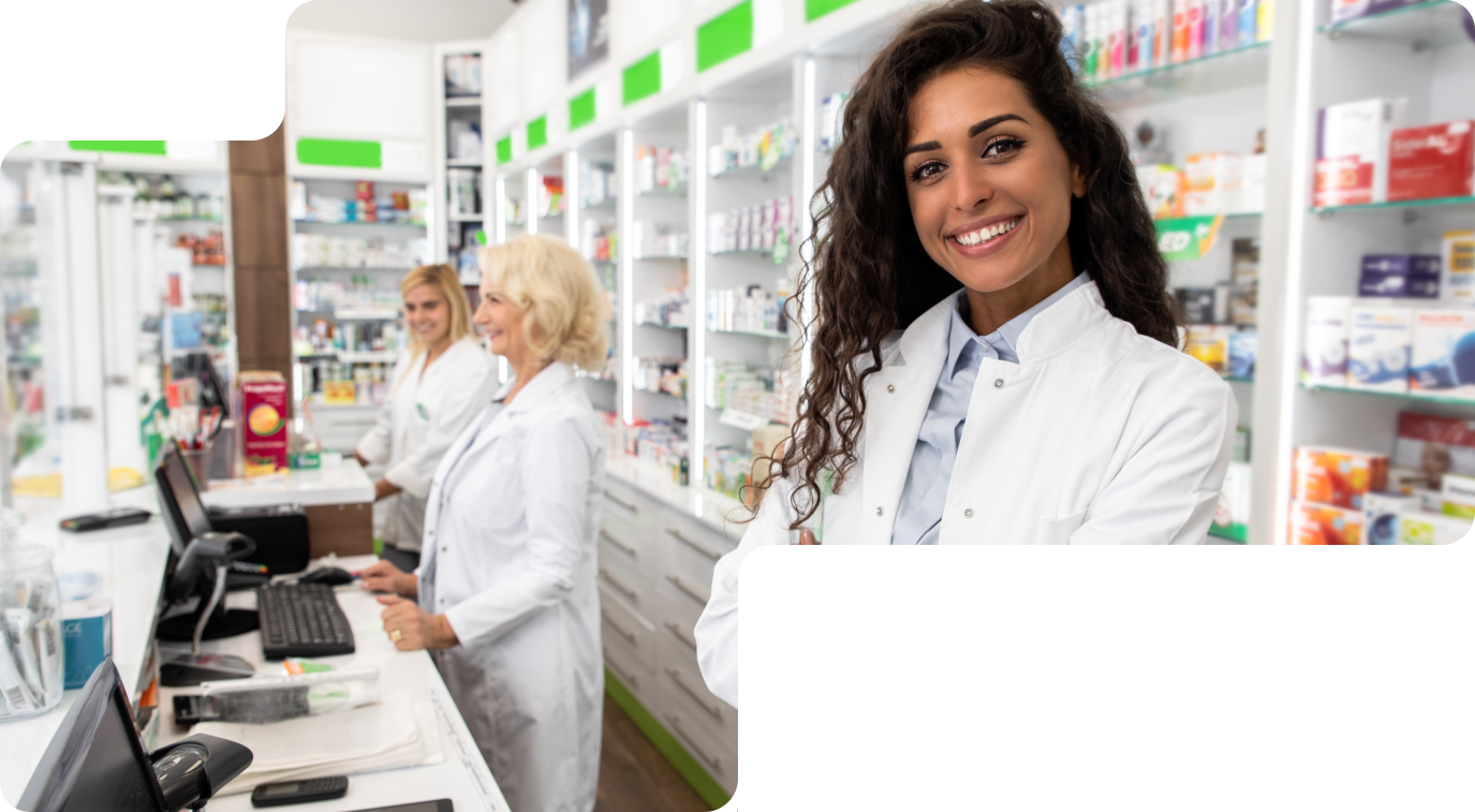 pharmacist looking at the camera